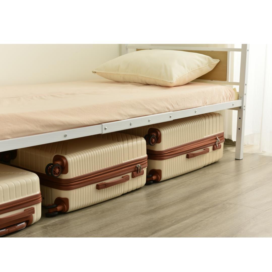 パイプベッド シングル ベッド 宮 三段階高さ調整可 スチール 耐震 WHITE