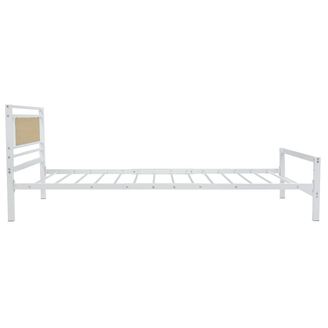 パイプベッド シングル ベッド 宮 三段階高さ調整可 スチール 耐震 WHITE
