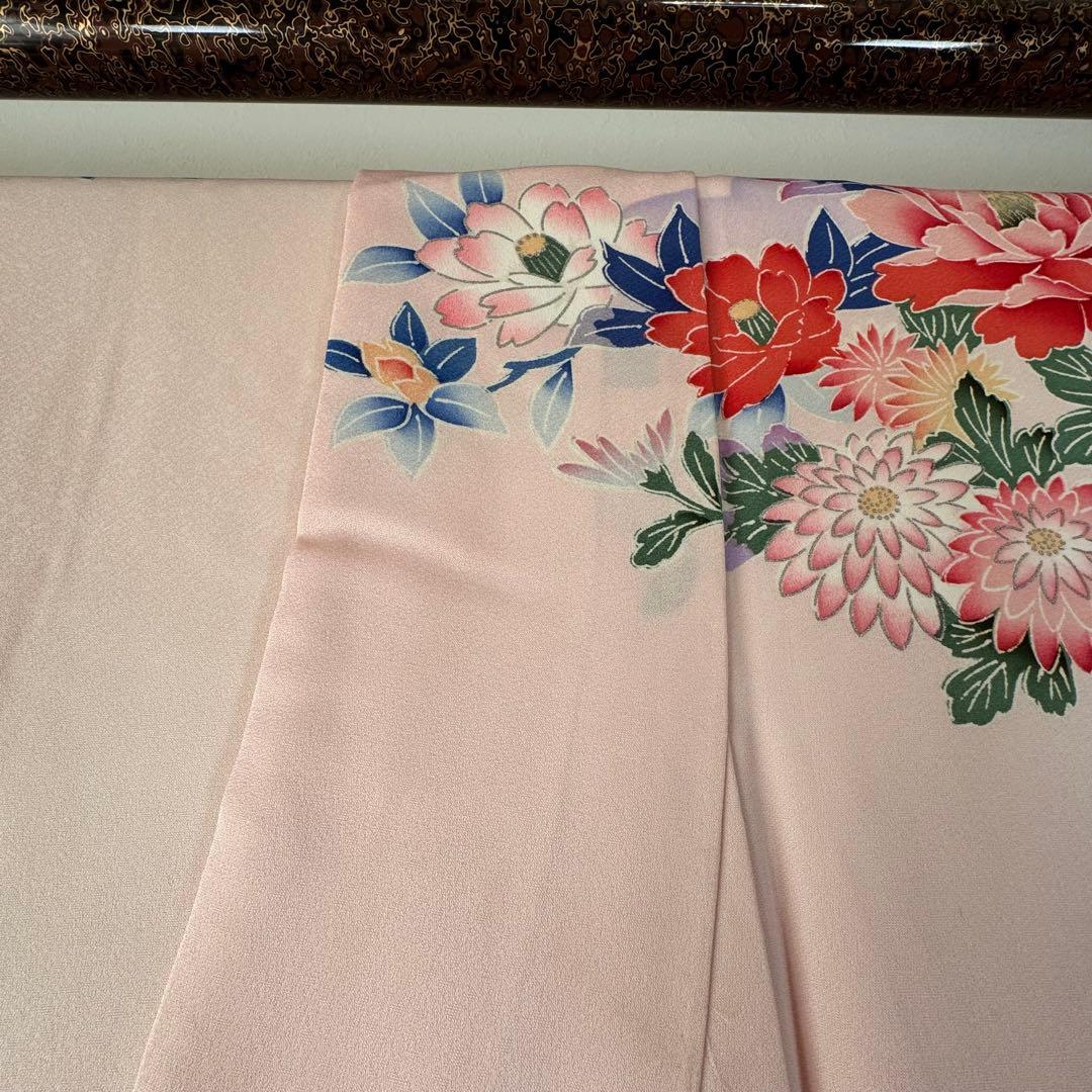 超美品　現代　振袖　成人式　着物　正絹　163裄67 ピンク　紫　パステル