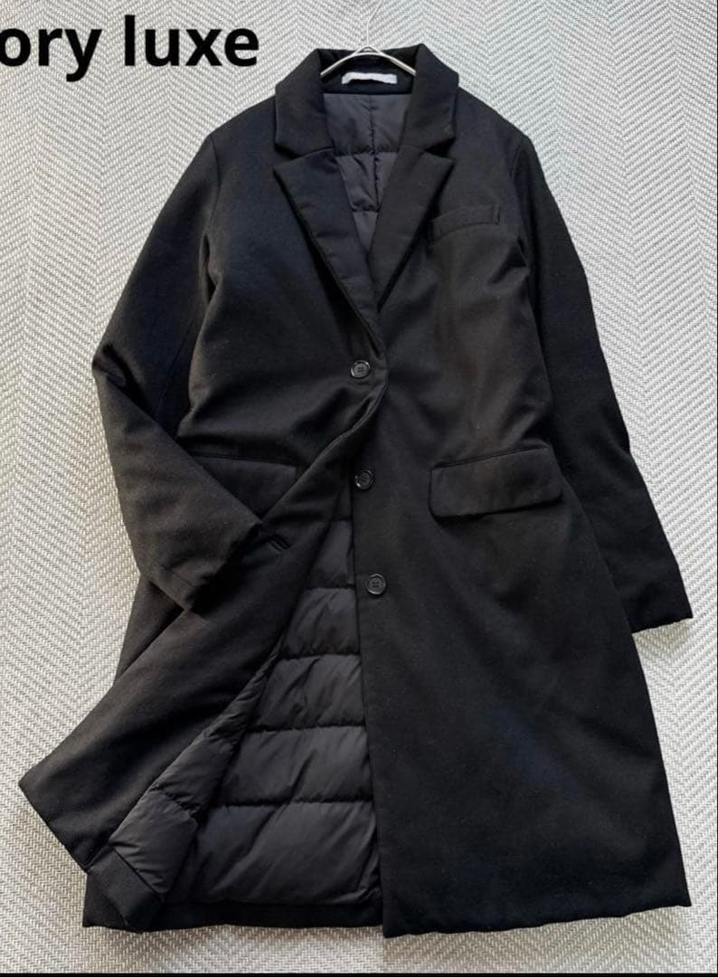 theory luxe ダウンチェスターロングコート 内側ダウン 40 黒