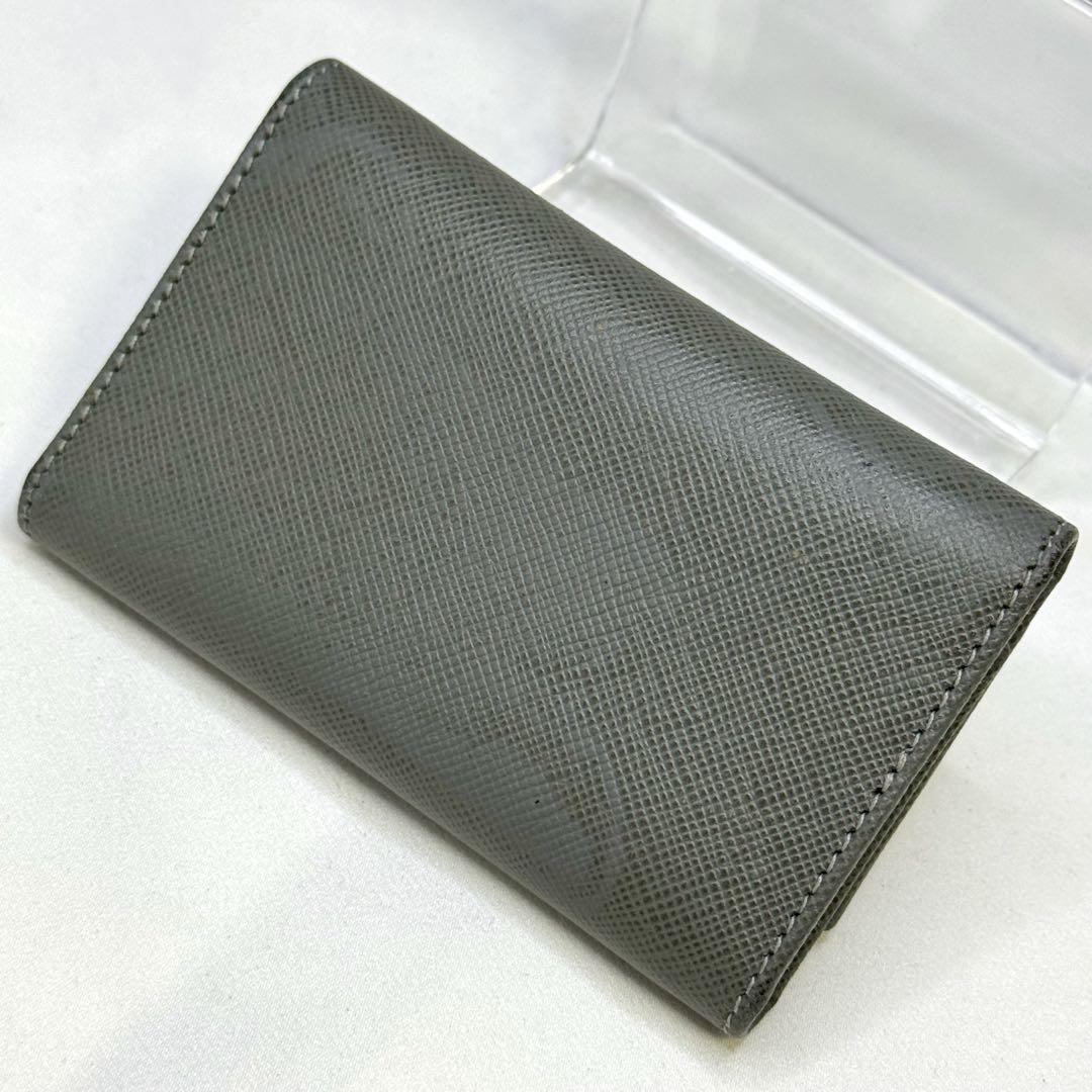 PRADA プラダ 三角ロゴプレート 6連キーケース サフィアーノレザー グレー