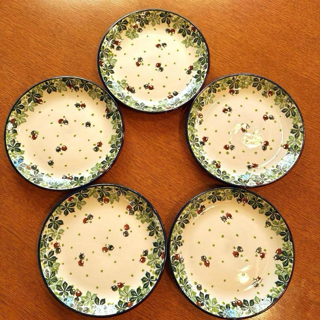 ポーリッシュポタリー　皿　プレート　約20cm 5枚セット