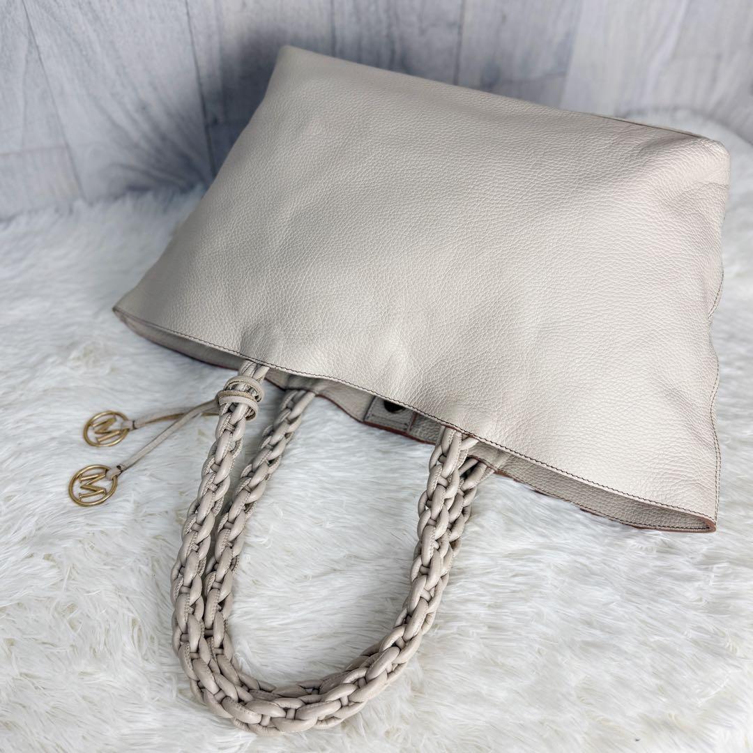 希少♡編み込みハンドル♡A4可♡マックスマーラ Mロゴ レザー トートバッグ