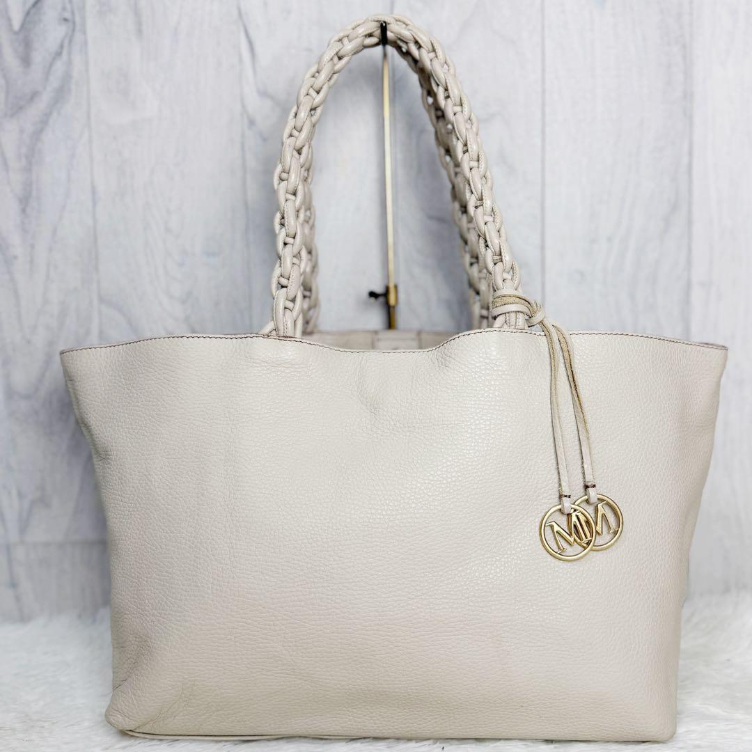 希少♡編み込みハンドル♡A4可♡マックスマーラ Mロゴ レザー トートバッグ