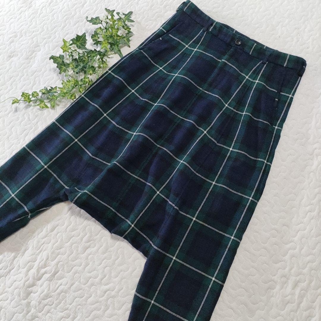 美品✨コムデギャルソン　ウールサルエルパンツ　タータンチェック　グリーン　SS