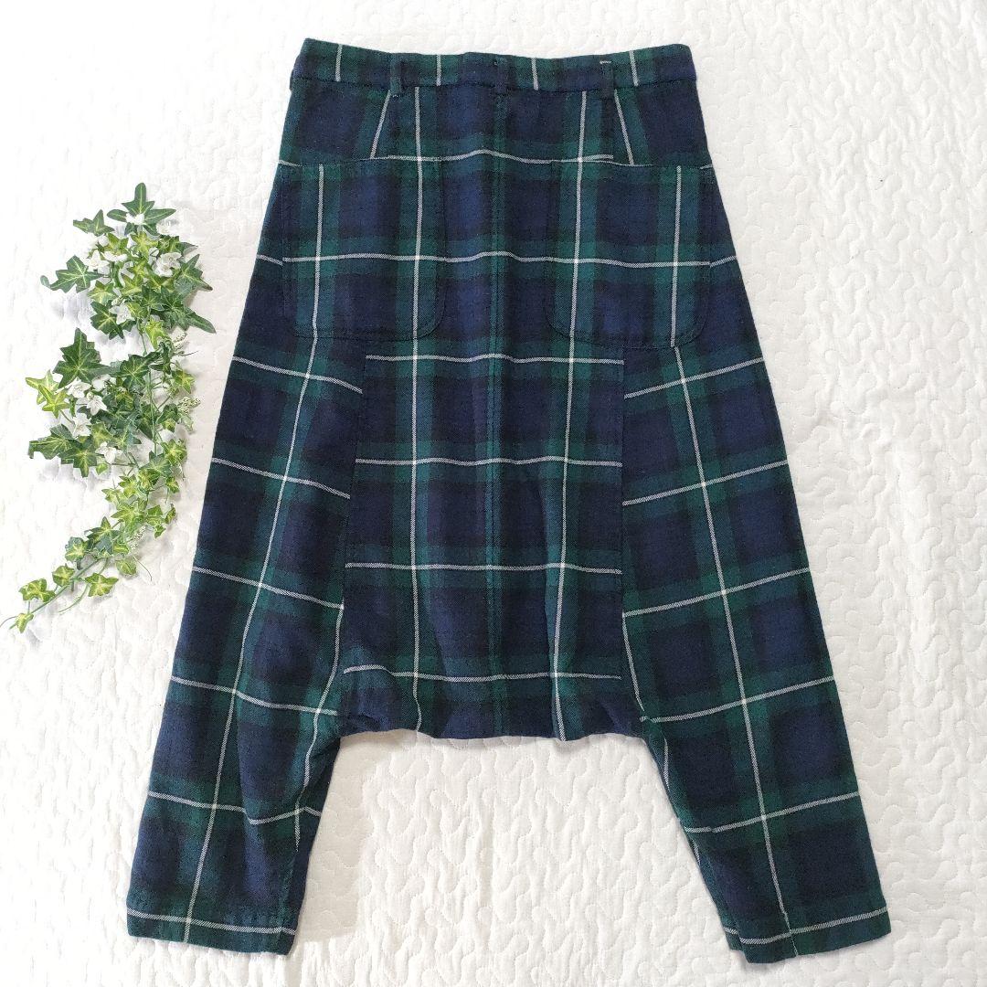 美品✨コムデギャルソン　ウールサルエルパンツ　タータンチェック　グリーン　SS
