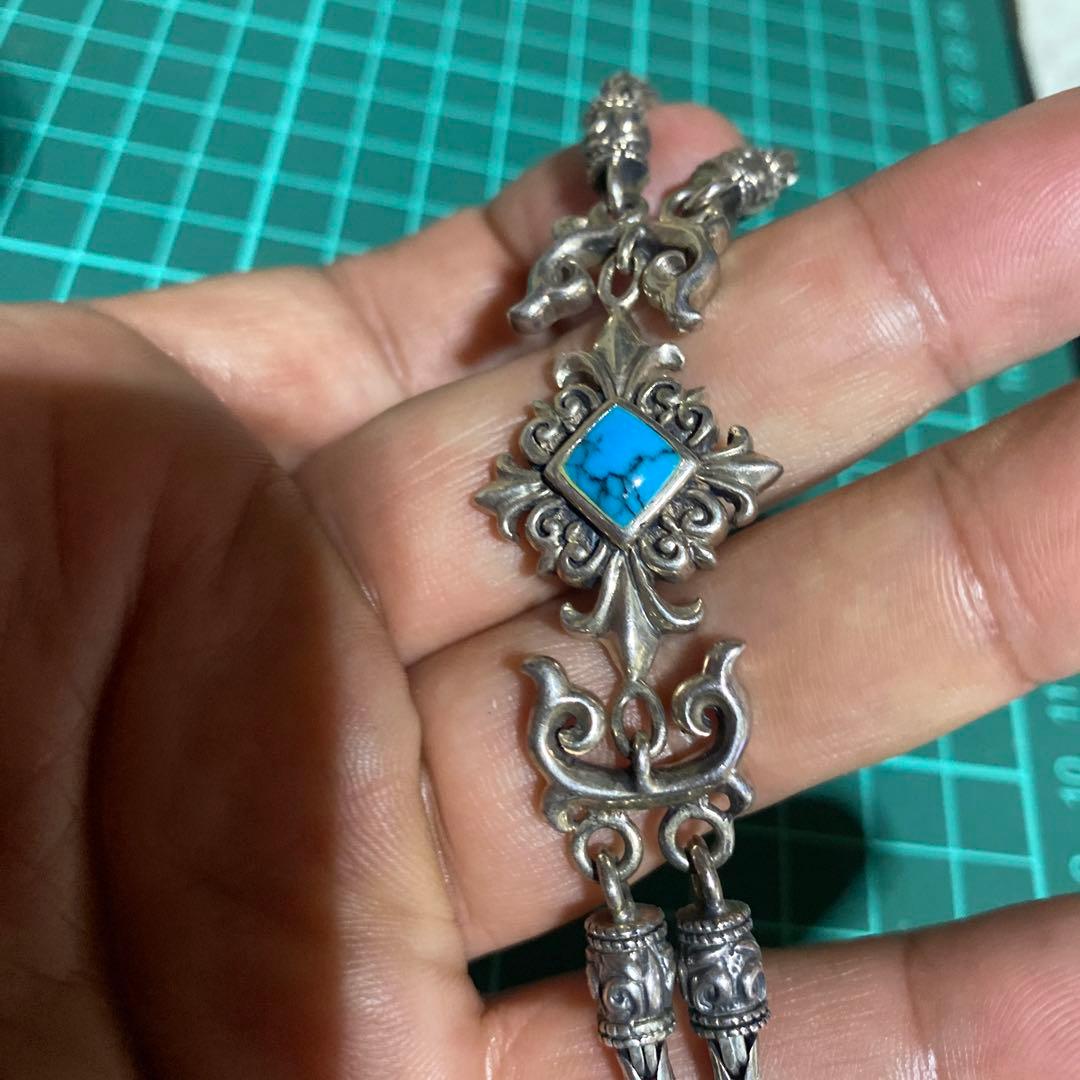 すごく対応　925 バリチェーン　ターコイズ　ブレスレット