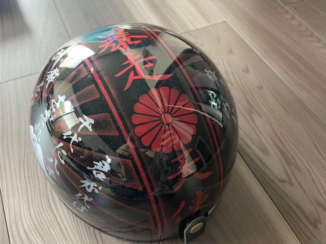 君が代 富士日章 コルク半 ヘルメット 旧車會 暴走族 軽スロ アルフィン 風防