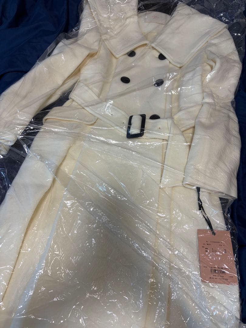 eimy istoire ビッグカラーダブルボタンコート ホワイト