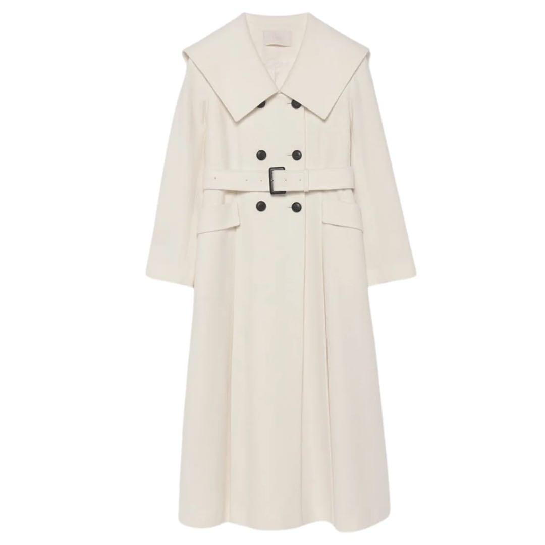 eimy istoire ビッグカラーダブルボタンコート ホワイト