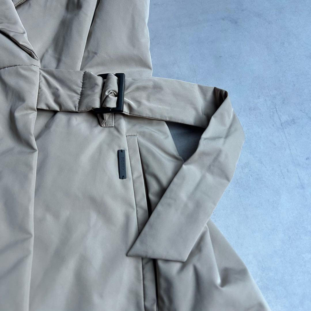 美品✨フォクシー ラッフルシェイプ ロングジレ 中綿 女優襟 ベージュ コート