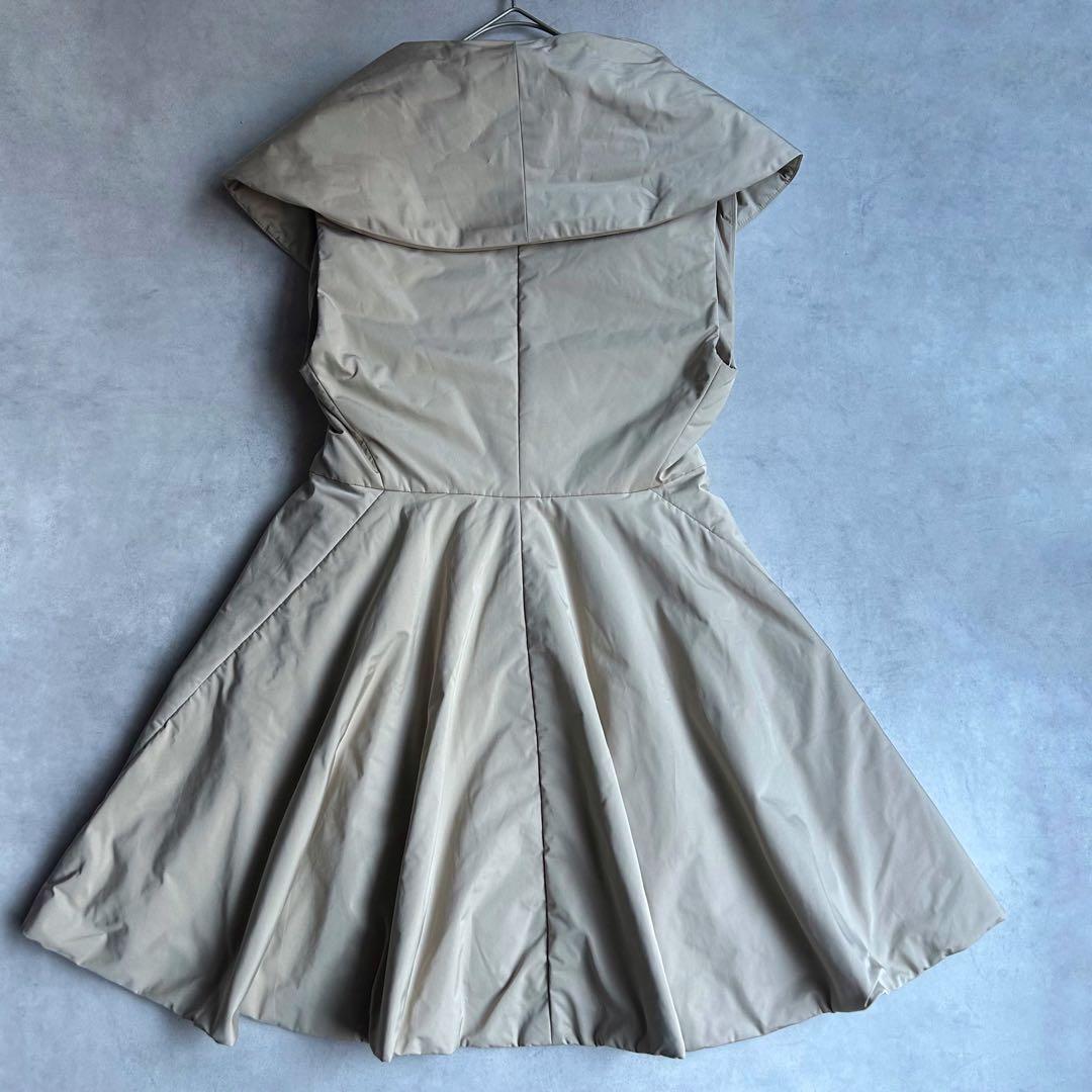 美品✨フォクシー ラッフルシェイプ ロングジレ 中綿 女優襟 ベージュ コート