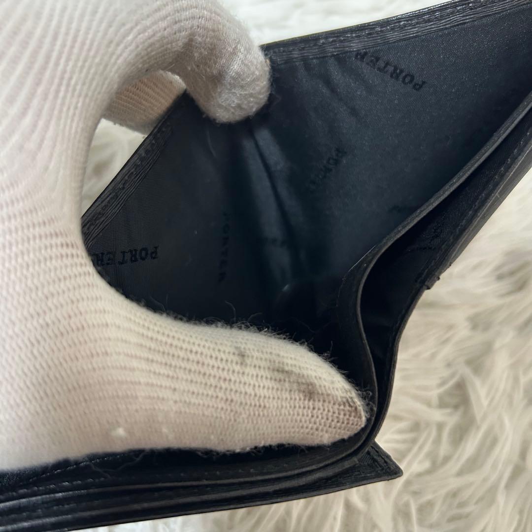 【極美品✨人気商品/カレント】ポーター　折り財布　レザー　ブラック　ユニセックス