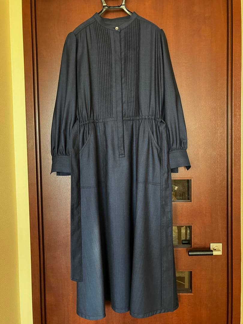ディノス　ウール混デニムピンタックデザインワンピース