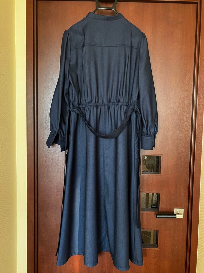 ディノス　ウール混デニムピンタックデザインワンピース