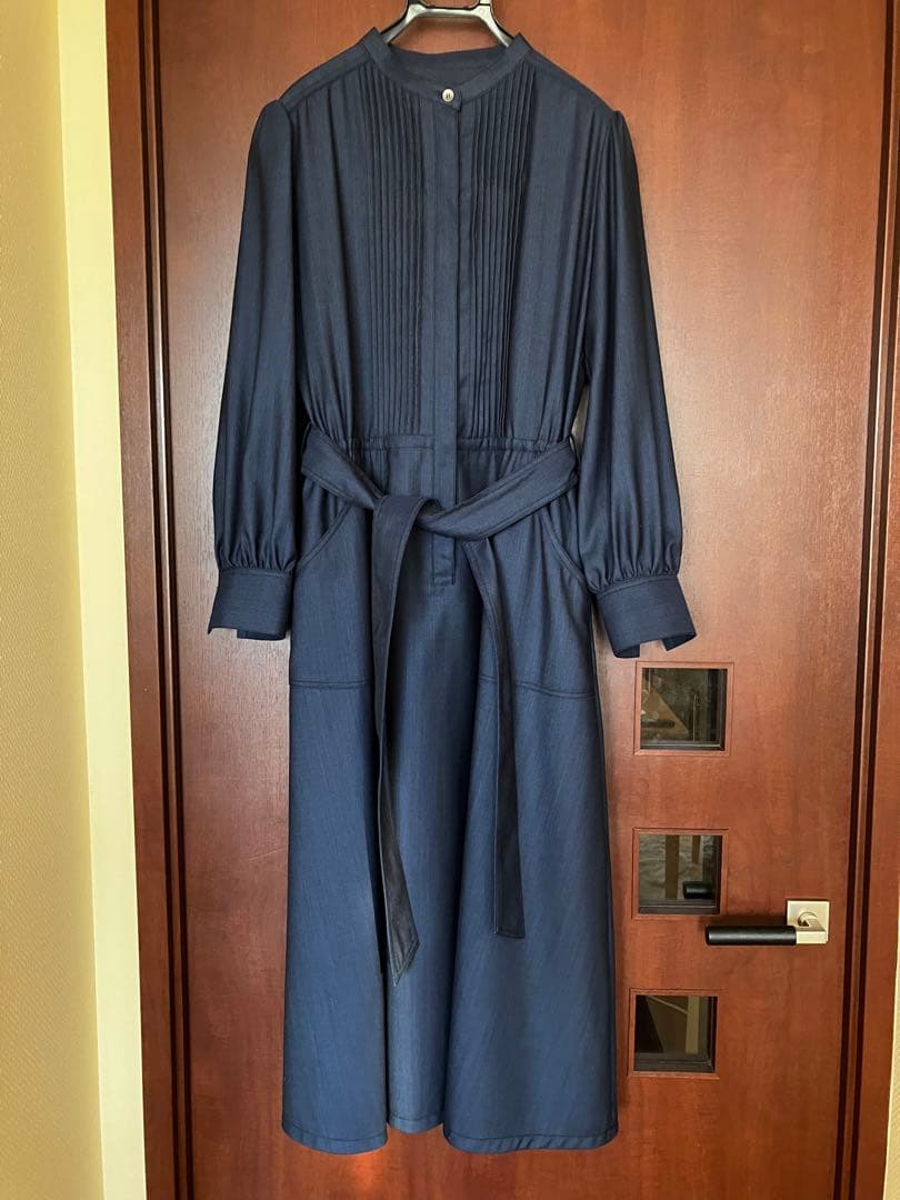 ディノス　ウール混デニムピンタックデザインワンピース