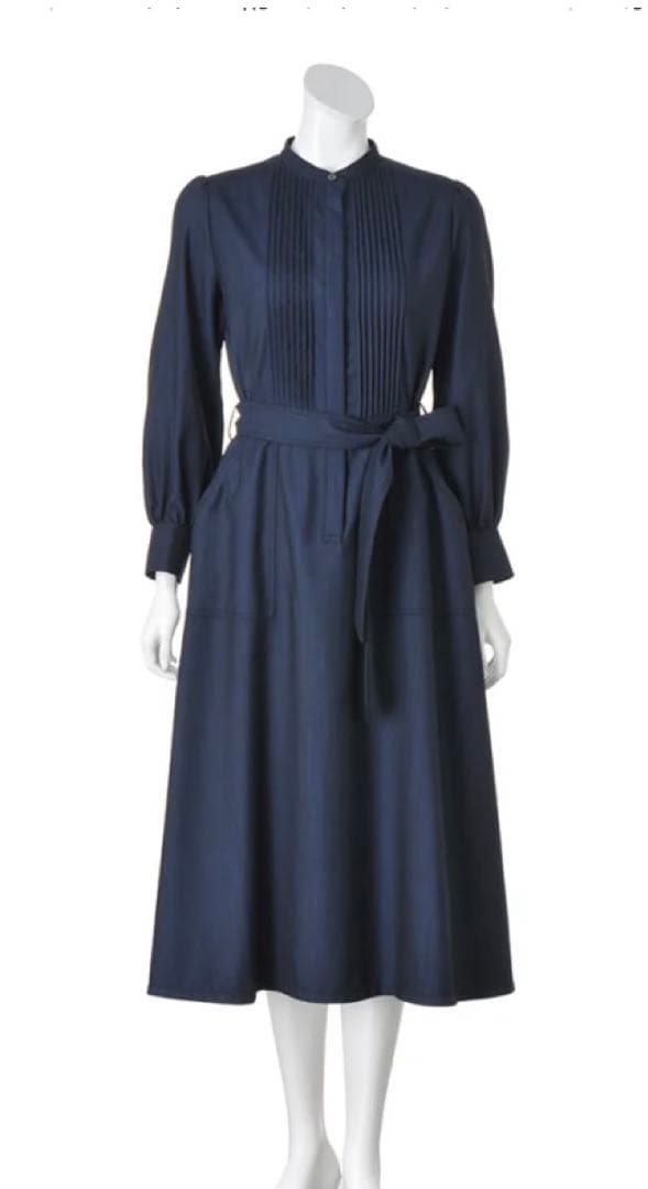 ディノス　ウール混デニムピンタックデザインワンピース