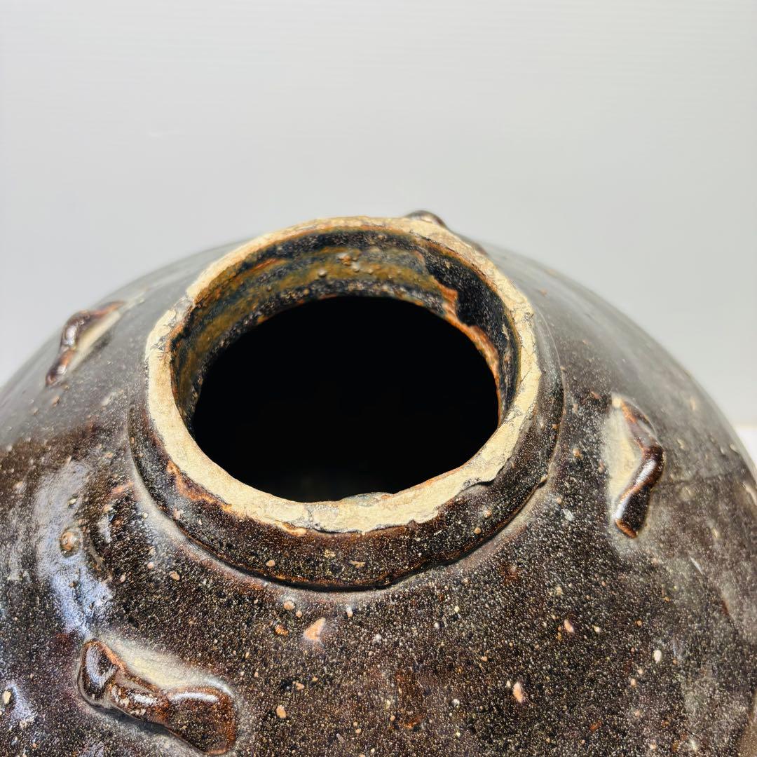 呂宋壺 黒釉四耳壺 大壺 高さ35cm 南安 ルソン 渡来 東南アジア美術