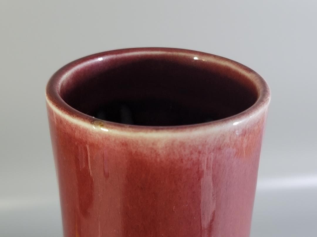 中国美術 紅釉花瓶 賞瓶 DT618