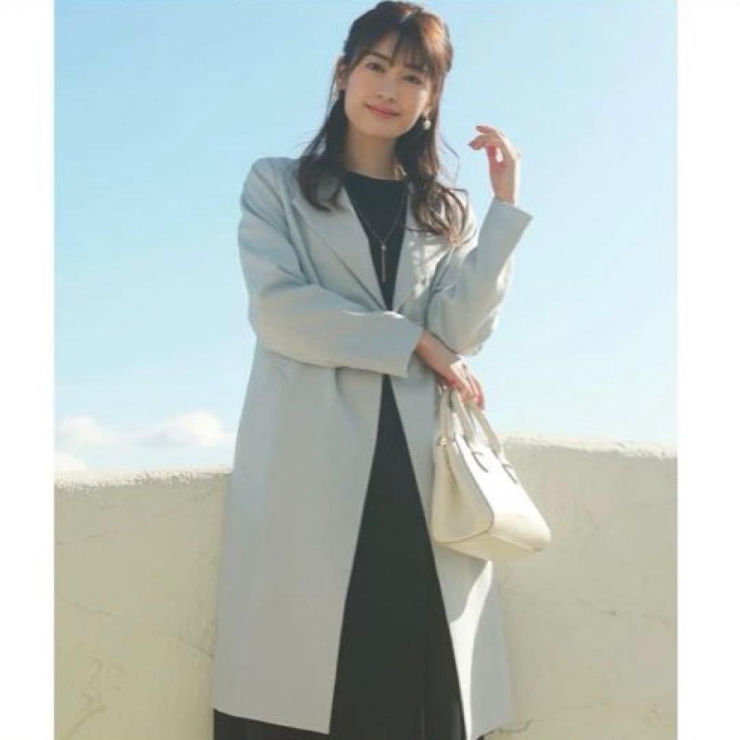 anySiS ノーブルライトテロンチコート 春コート 羽織り ブルーグレー L