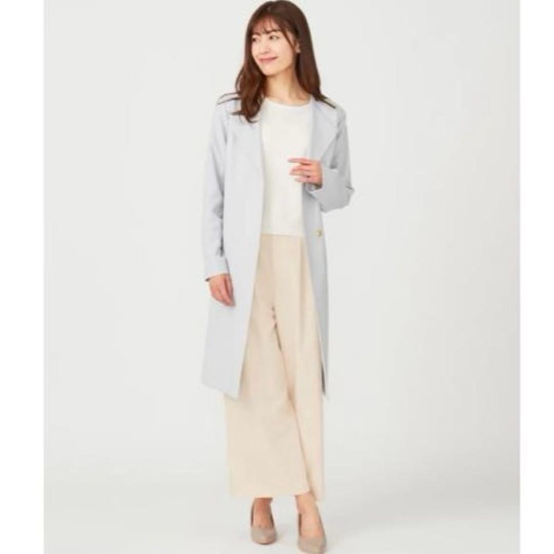 anySiS ノーブルライトテロンチコート 春コート 羽織り ブルーグレー L