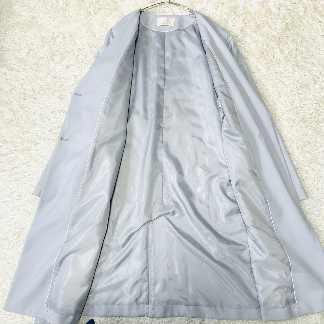 anySiS ノーブルライトテロンチコート 春コート 羽織り ブルーグレー L