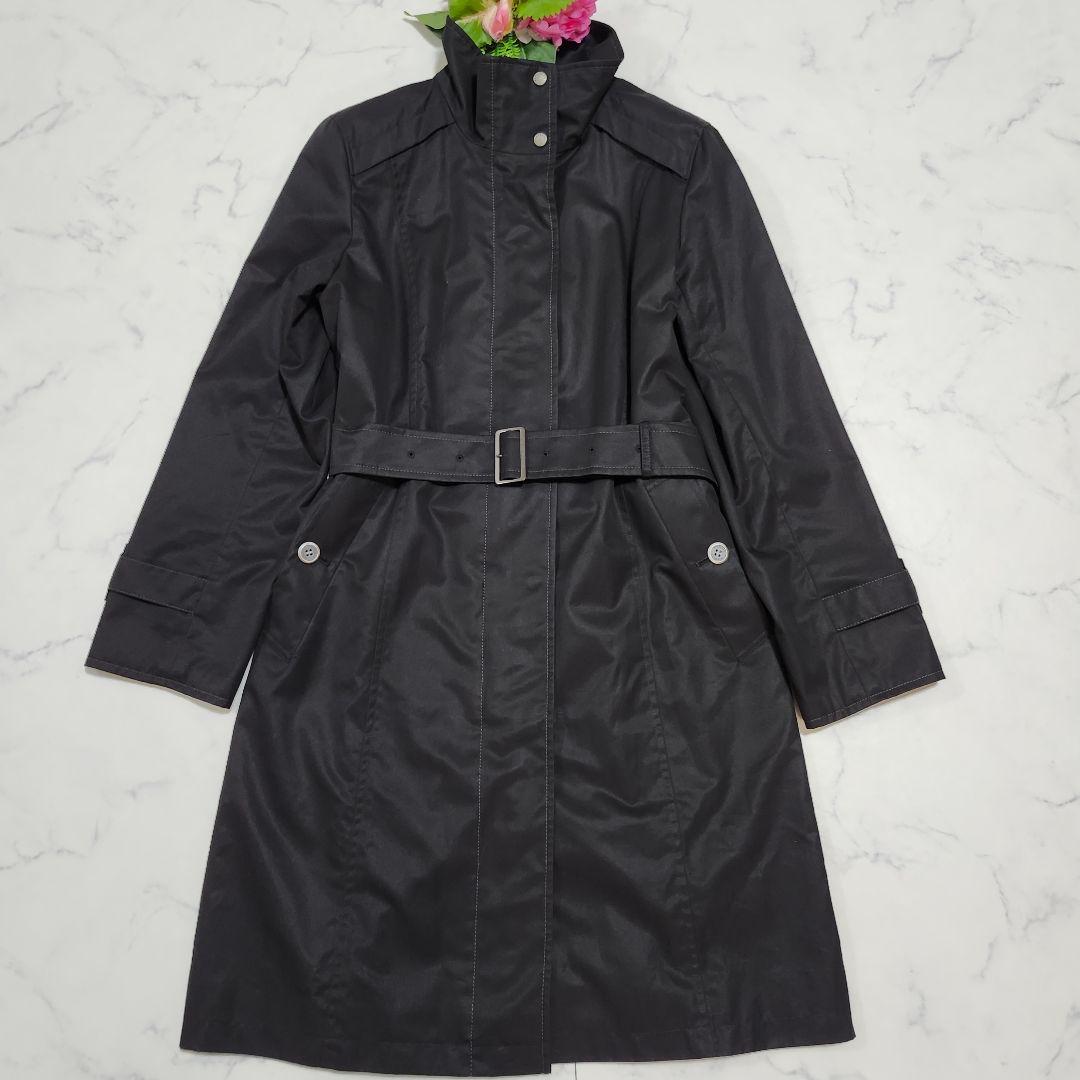 バーバリーロンドン　スプリングコート　ジップアップ　ベルト　Aライン　ブラック