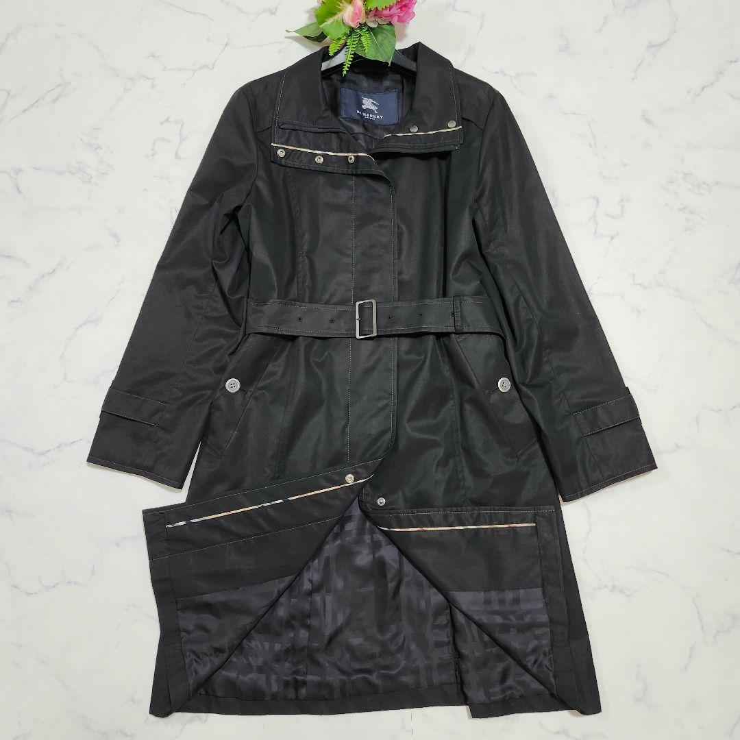 バーバリーロンドン　スプリングコート　ジップアップ　ベルト　Aライン　ブラック