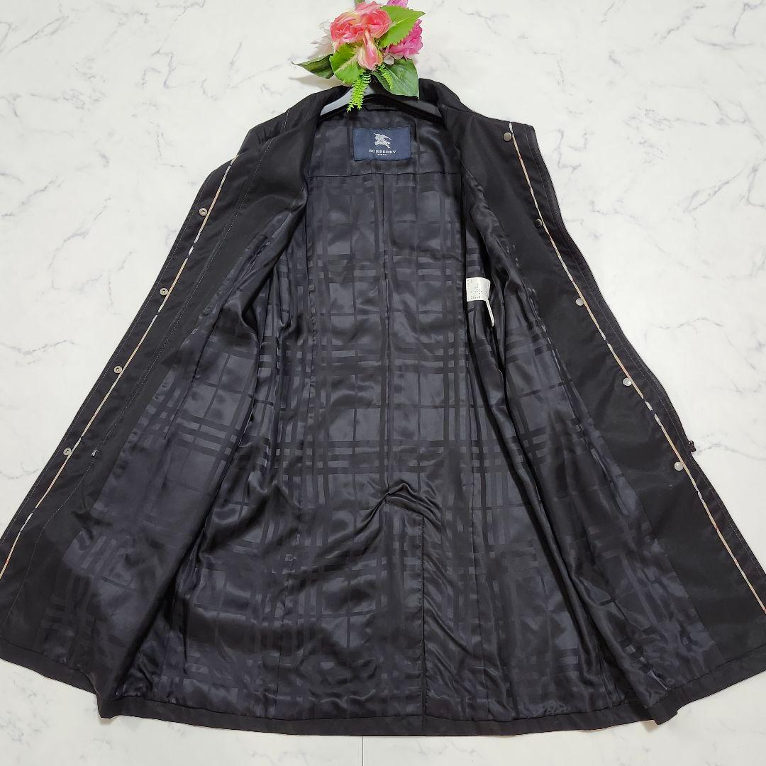 バーバリーロンドン　スプリングコート　ジップアップ　ベルト　Aライン　ブラック