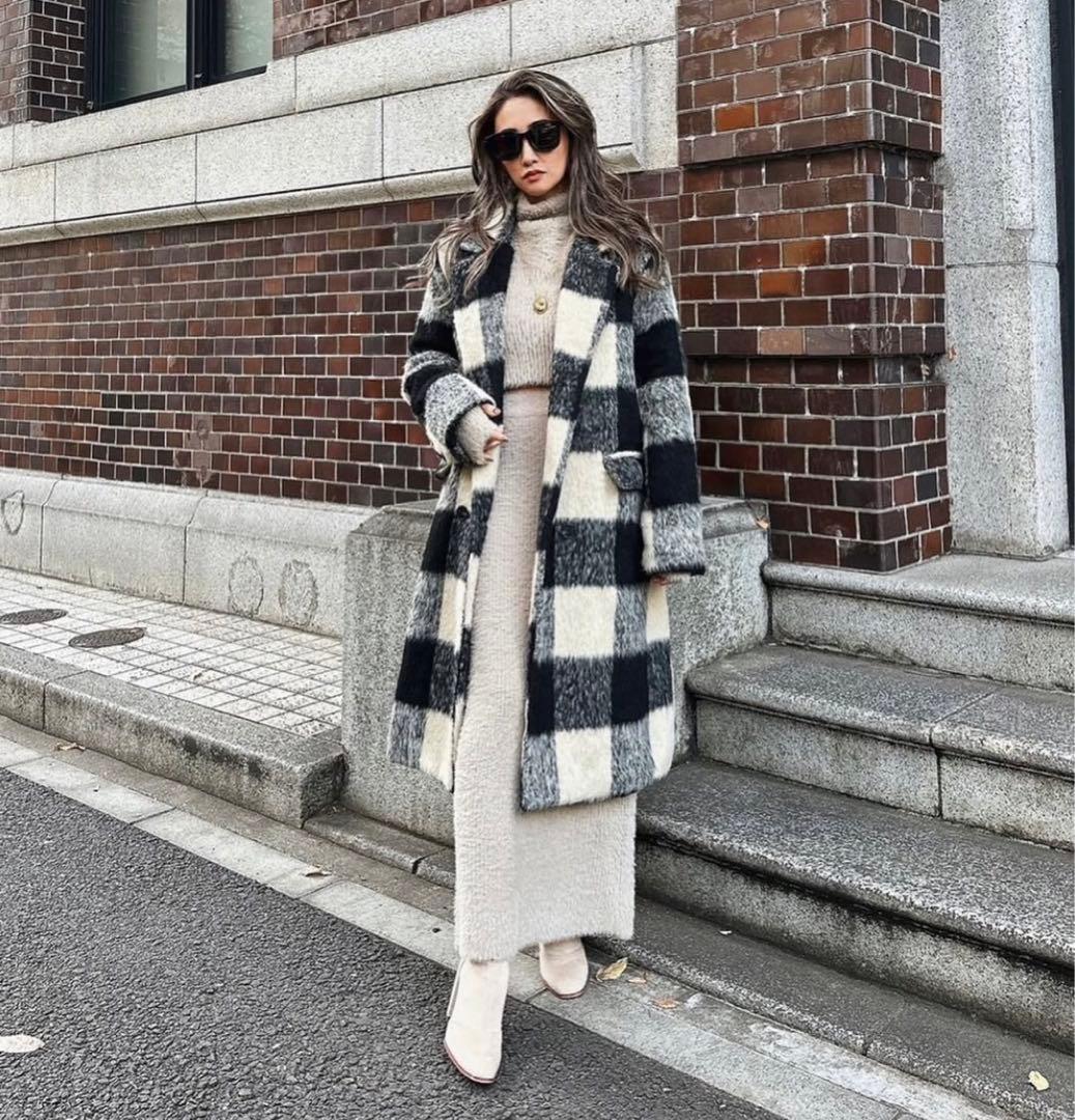 エストレジャ　チェックロングコート