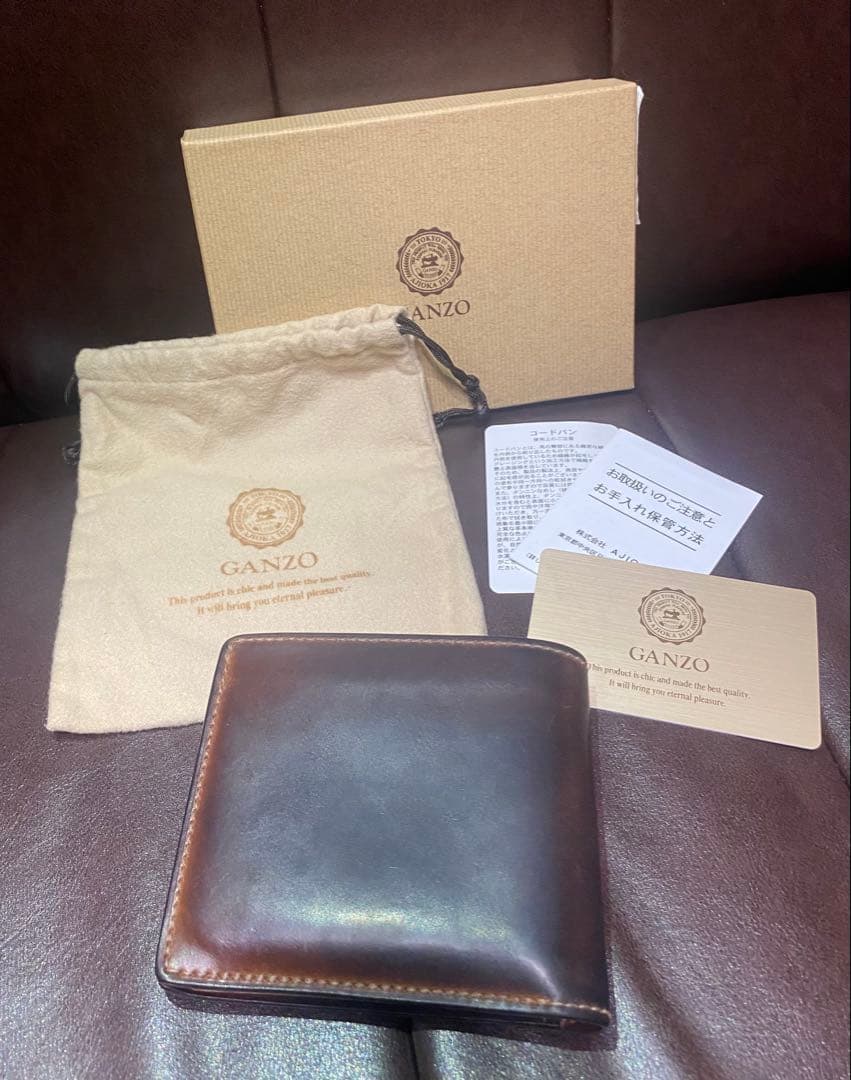 い*ち様 GANZO 二つ折り財布 シェルコードバン2 ナチュラル