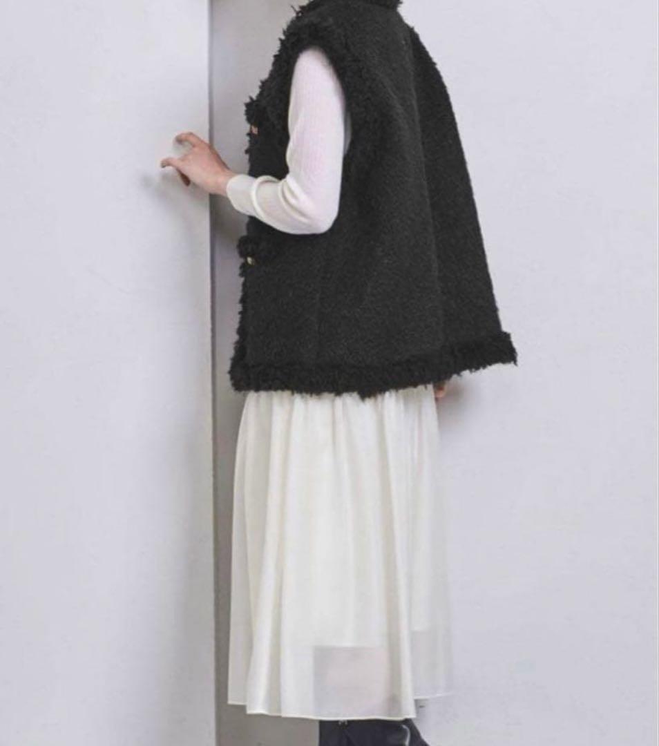 united arrows シャギーツイードベスト　ブラックジレ　滝沢真紀子