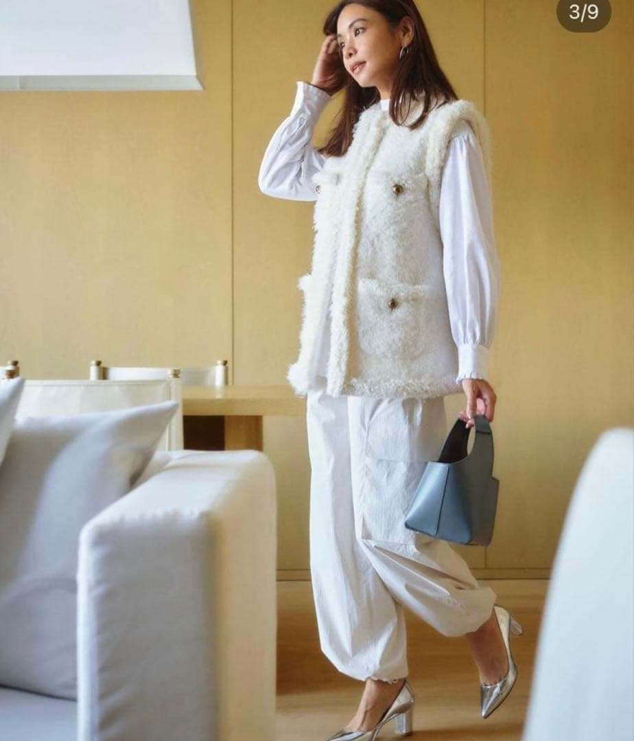 united arrows シャギーツイードベスト　ブラックジレ　滝沢真紀子