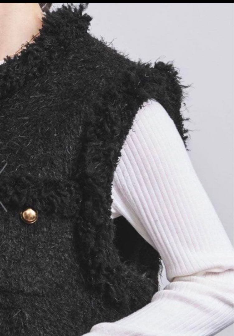 united arrows シャギーツイードベスト　ブラックジレ　滝沢真紀子