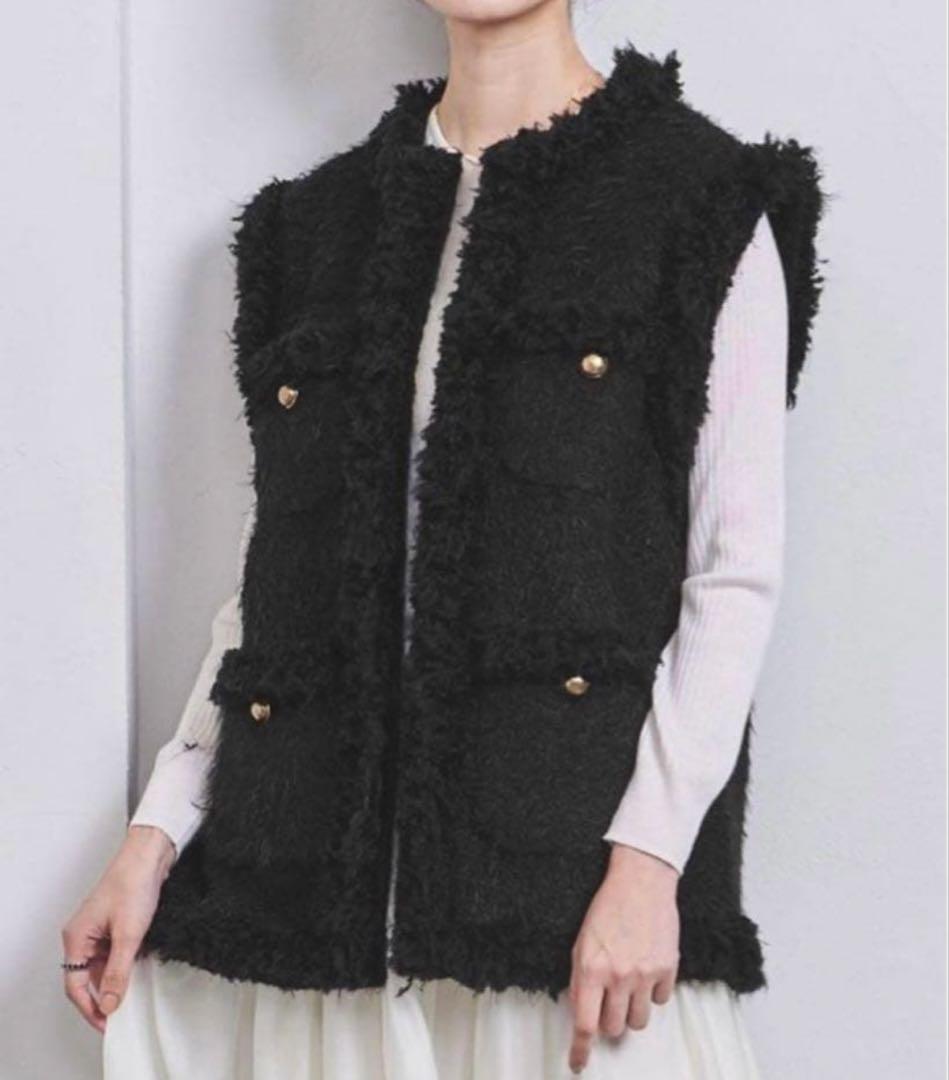 united arrows シャギーツイードベスト　ブラックジレ　滝沢真紀子