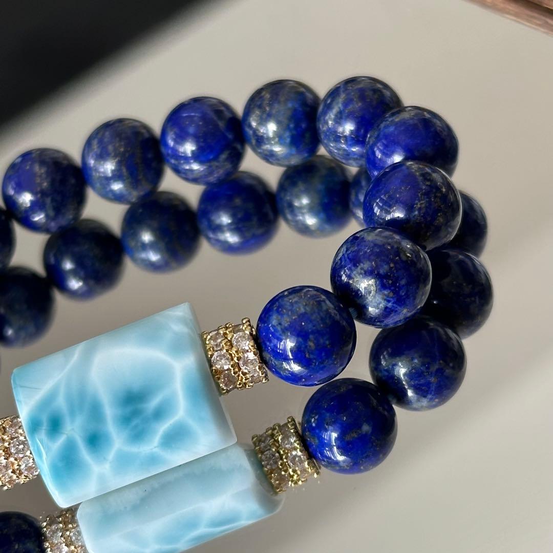【破格】【超高品質】ラリマー ラピスラズリ オリジナルブレスレット 天然石 癒