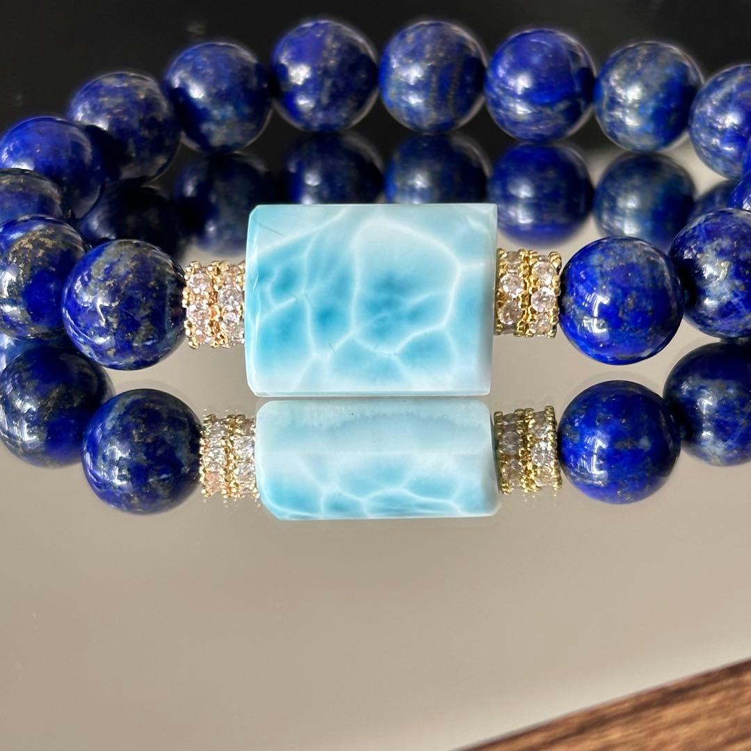 【破格】【超高品質】ラリマー ラピスラズリ オリジナルブレスレット 天然石 癒