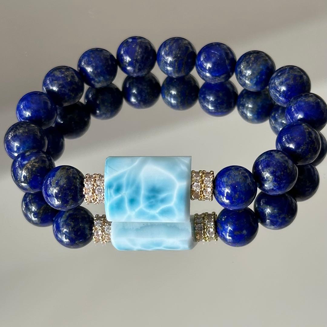 【破格】【超高品質】ラリマー ラピスラズリ オリジナルブレスレット 天然石 癒
