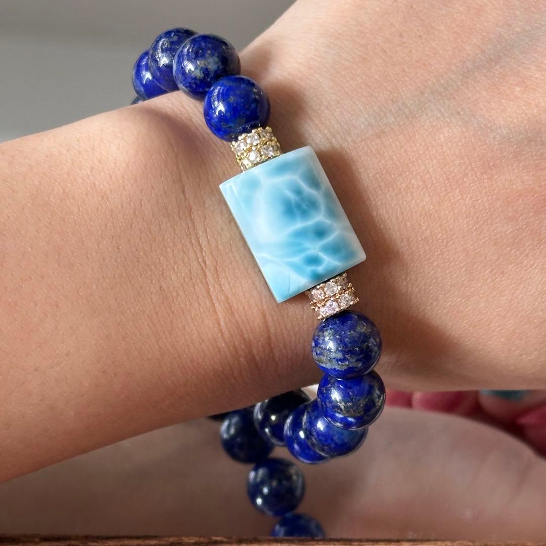 【破格】【超高品質】ラリマー ラピスラズリ オリジナルブレスレット 天然石 癒