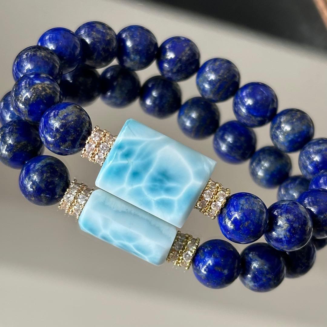 【破格】【超高品質】ラリマー ラピスラズリ オリジナルブレスレット 天然石 癒