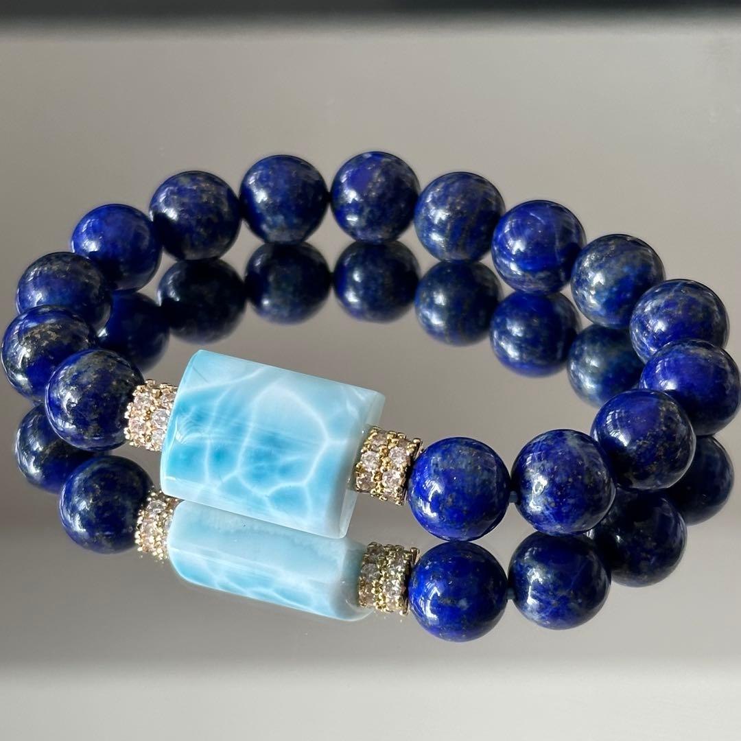 【破格】【超高品質】ラリマー ラピスラズリ オリジナルブレスレット 天然石 癒