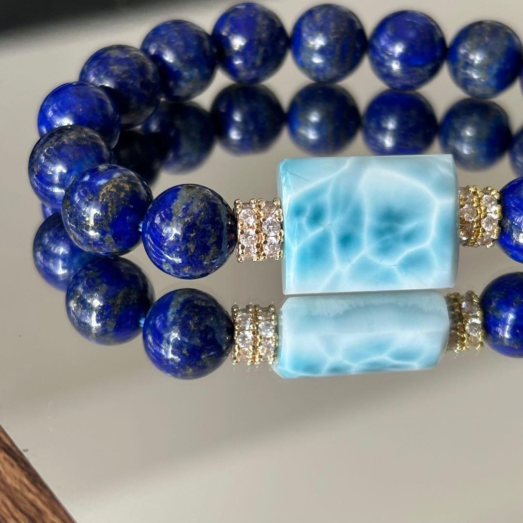 【破格】【超高品質】ラリマー ラピスラズリ オリジナルブレスレット 天然石 癒