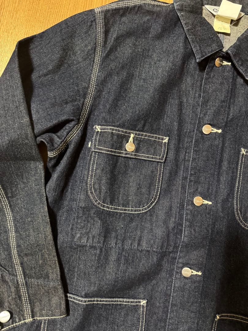美品 濃紺 Carhartt デニムカバーオール Lサイズ