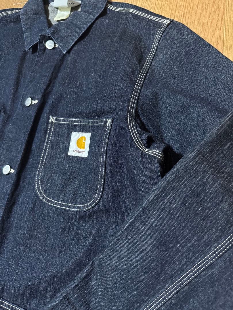 美品 濃紺 Carhartt デニムカバーオール Lサイズ