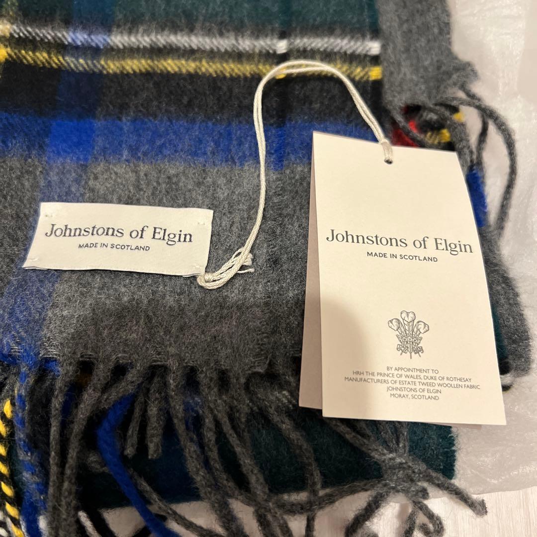 Johnstons of Elgin 中判チェックスカーフ(定番)(カシミヤ)
