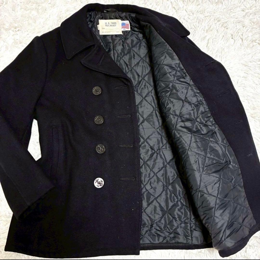 状態最高/3XL位　schott Pコート キルティング　ヴィンテージ　黒　46