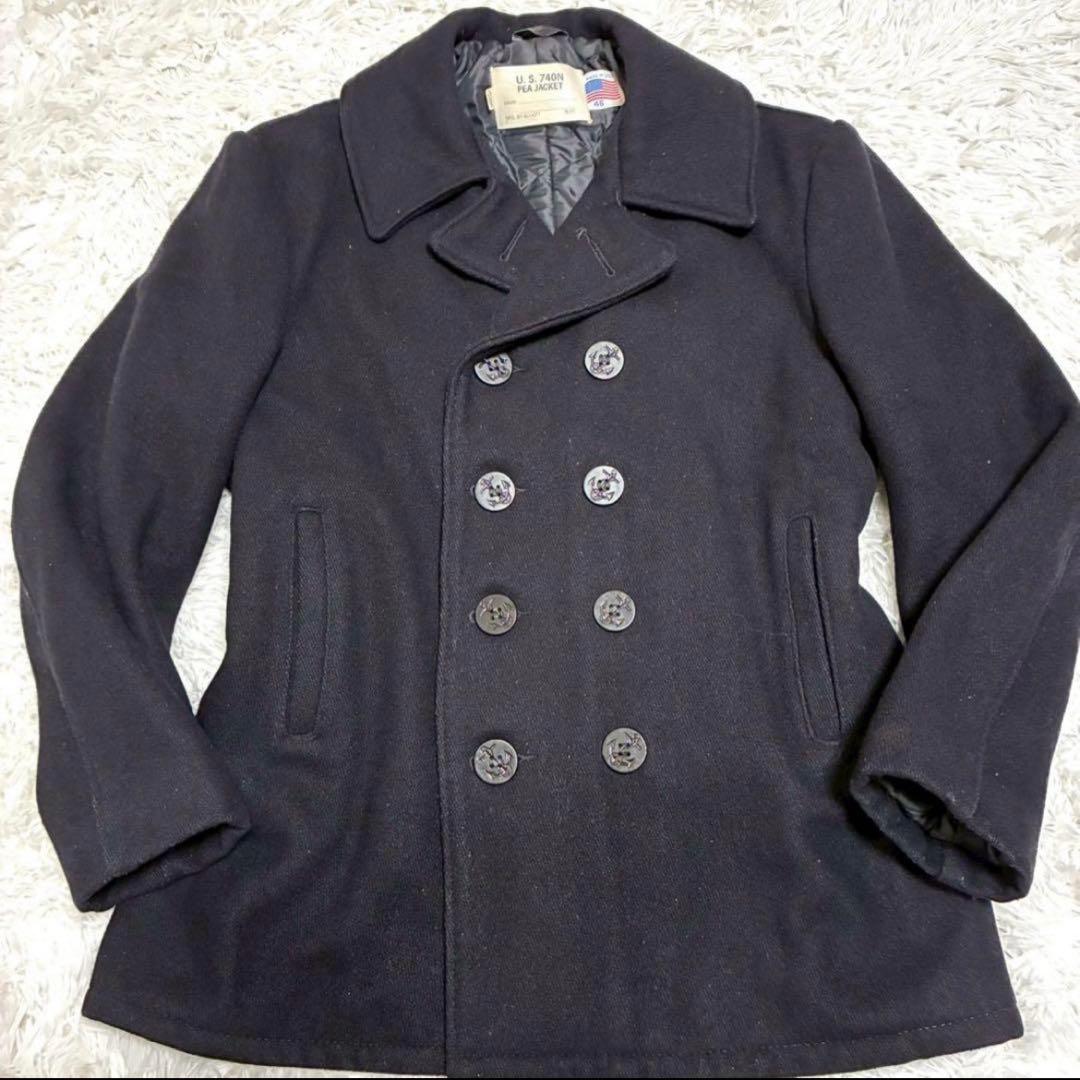 状態最高/3XL位　schott Pコート キルティング　ヴィンテージ　黒　46