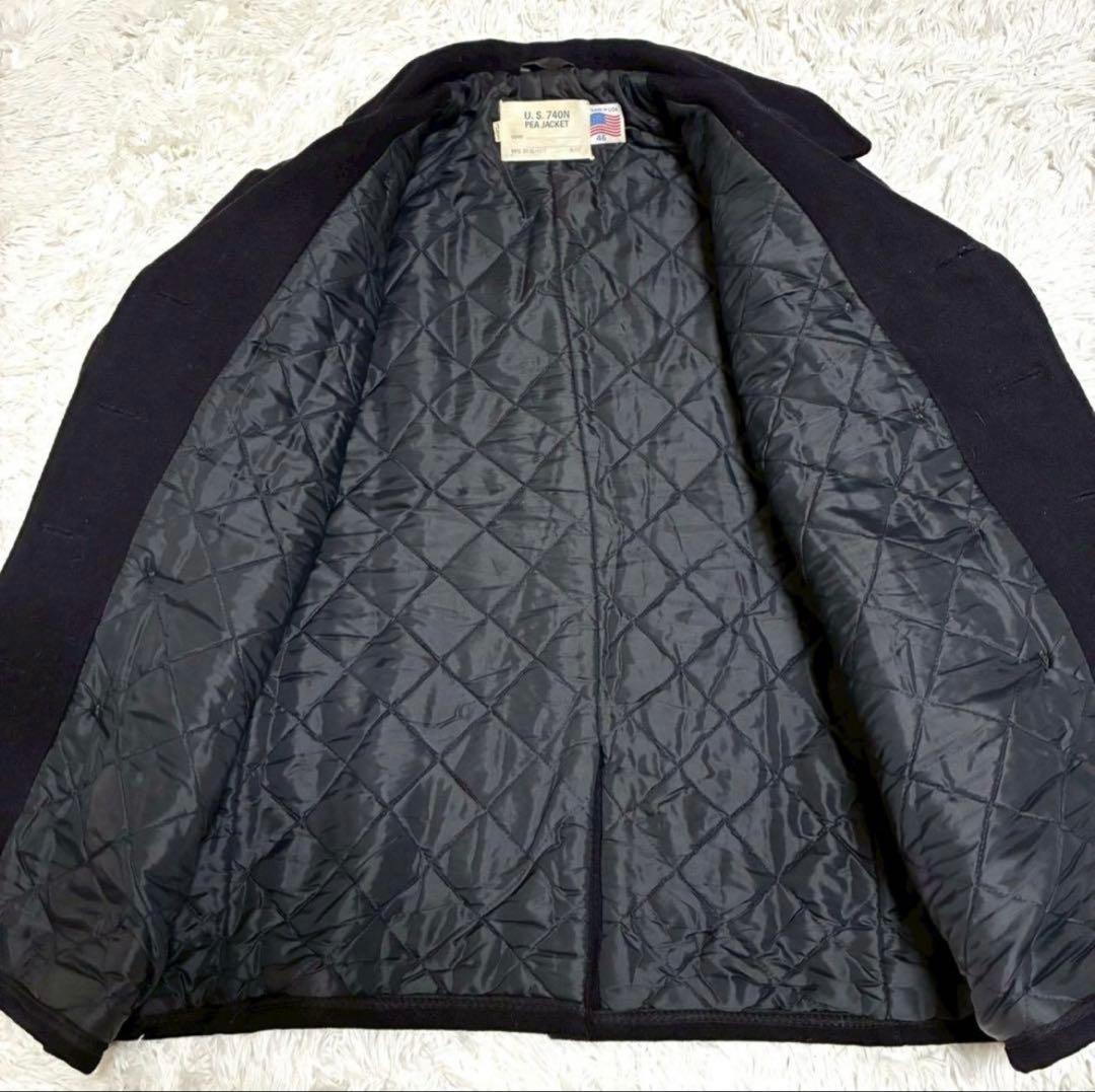 状態最高/3XL位　schott Pコート キルティング　ヴィンテージ　黒　46