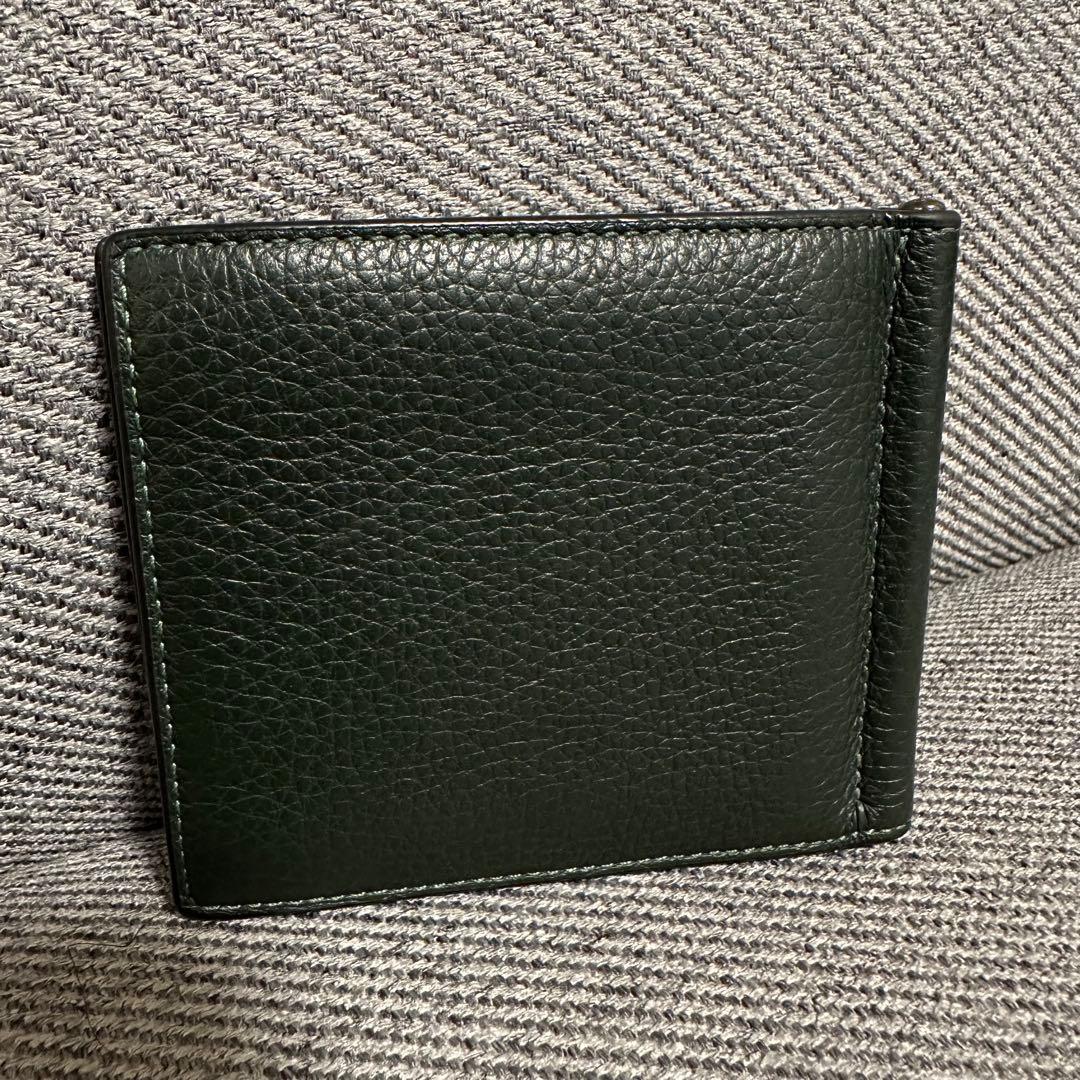 ☆美品☆ coach マネークリップ　財布　ダークグリーン