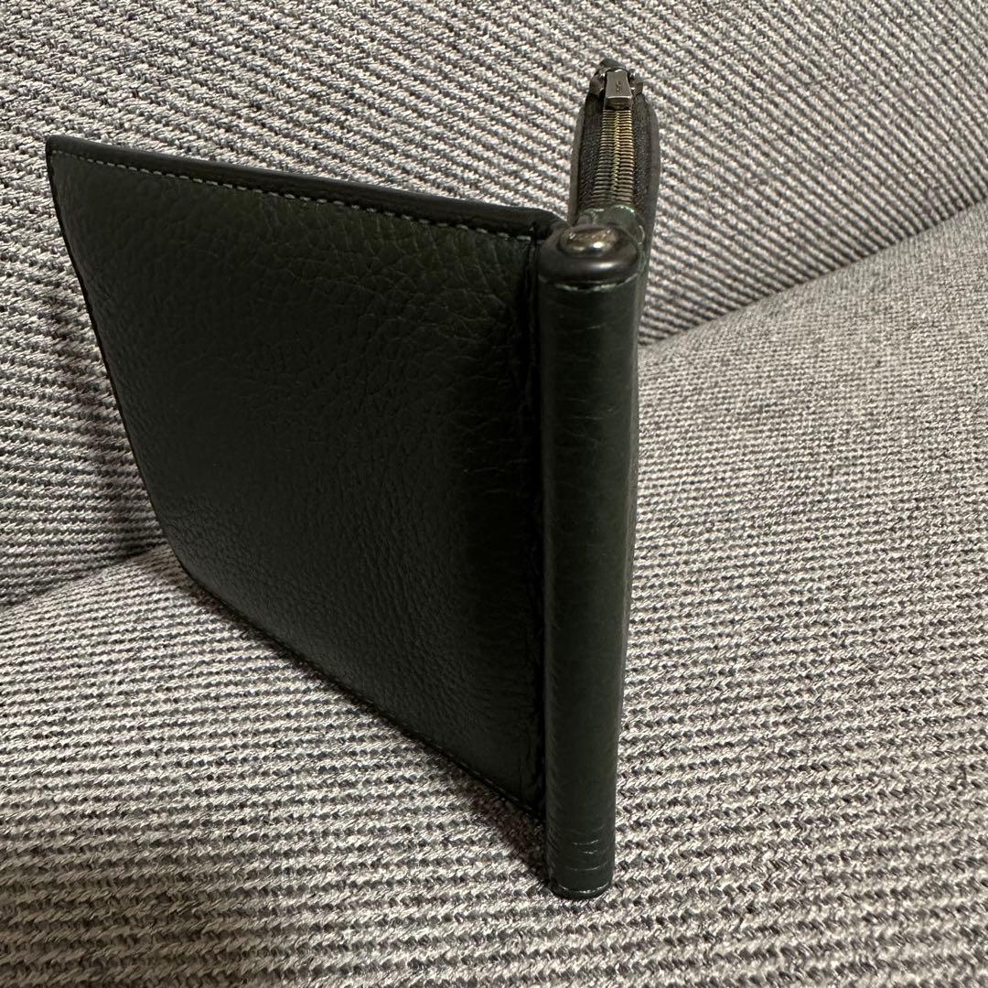 ☆美品☆ coach マネークリップ　財布　ダークグリーン